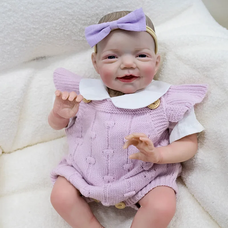 19인치 찰리 신생아 소프트 바디 아기 인형 이미 페인트 완료 다시 태어난 아기 인형 눈에 보이는 정맥이 있는 3D 그림