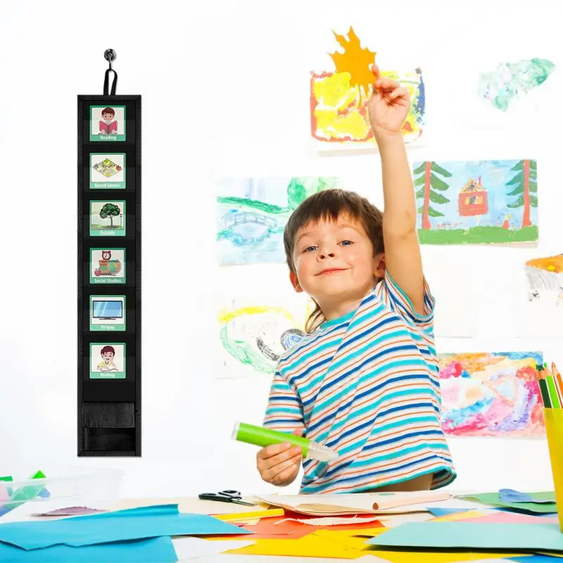 Imagem -03 - Kids Visual Schedule Daily Router Cards Home Chore Chart Training Games Pocket Chart 45 Atividade