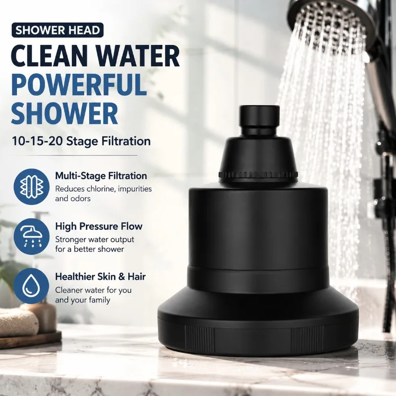 10‑15‑20‑Stage Filtration Shower‑Head High‑Pressure Boosting Nozzle Household Bathroom Purification Sprayer Removes Chlorine
