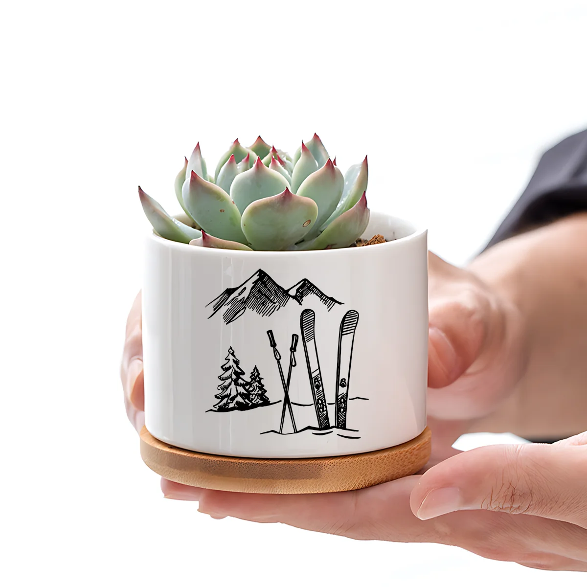 

Керамический цветочный горшок для зимних видов спорта, праздничный подарок для любителей катания на лыжах, цветочный горшок, украшение для двора