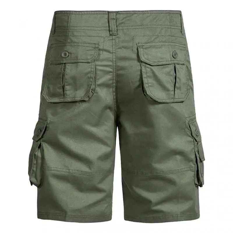 Summer Cotton Casual Shorts Men Multi Pockets Cargo Knee Length Pants Mens Comfortable Loose Outdoor Sports Shorts Plus Size