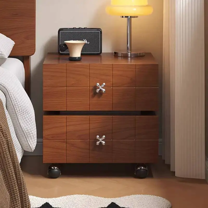 Decor Classic Bedside Table Hidden Storage Glossy Dopamine Lounges Bedside Table Wood Safe Small Mesita De Noche Room Furniture
