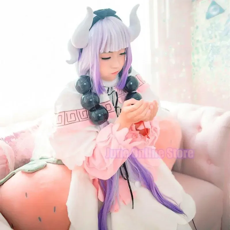 Miss Kobayashi's Dragon Maid Kanna Kamui Cosplay CostumeWigs for Women Kobayashi san Chi no Maid Uniforms Lolita Dress