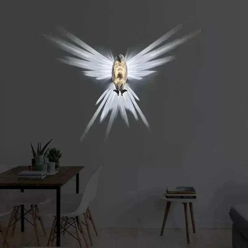 Imagem -04 - Modern Atmosfera Sconce Light Bird Wall Lamp Halloween Coruja Eagle Shape Projector 3d Body Animal Lighting Lustre Criativo