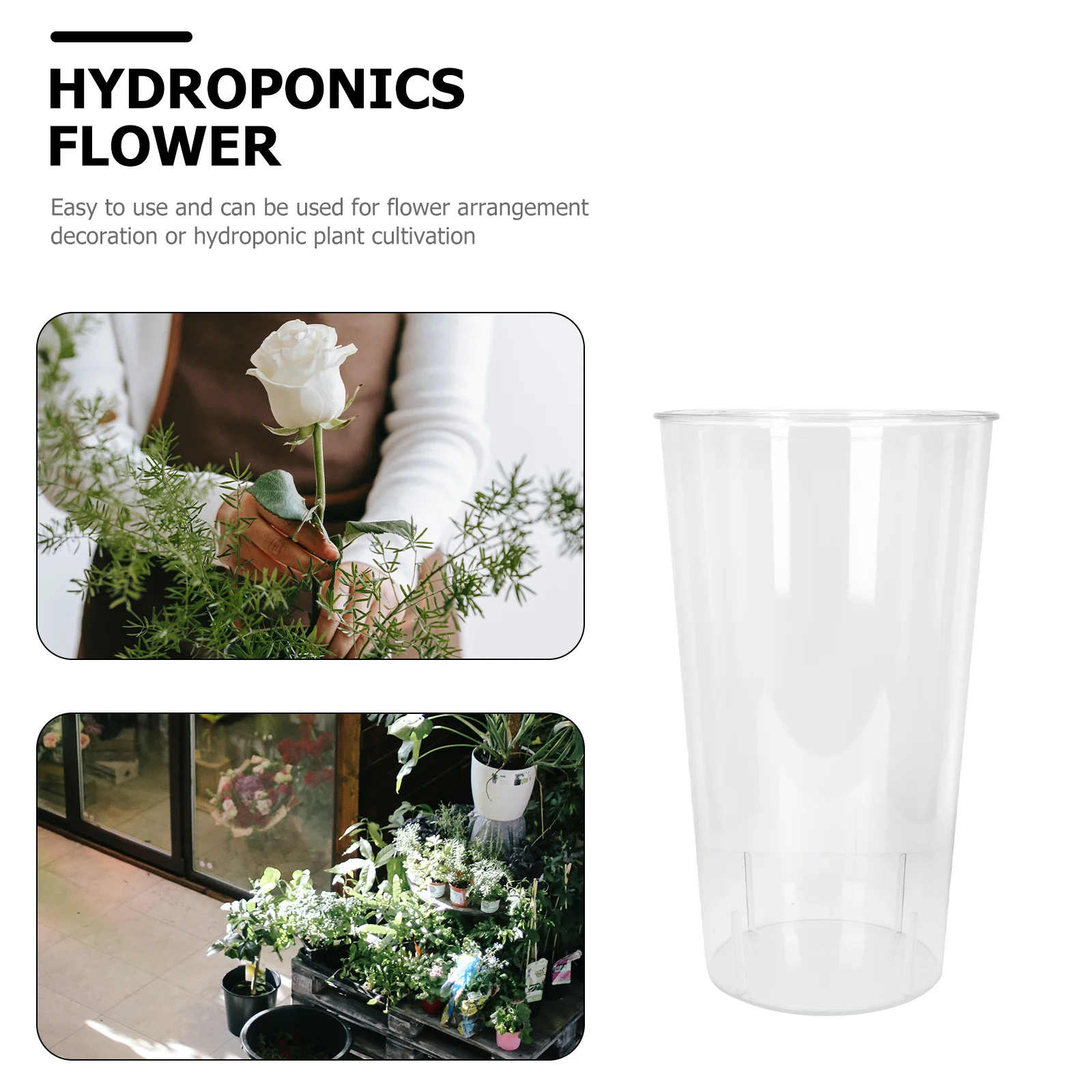 

1pcs Transparent Hydroponic Plant Container Clear Flower Arranging Bucket For Home Decor Garden Vase Dried Floral Art Storage