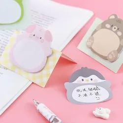 20 Sheets/pack Cute Cartoon Animal Sticky Notes Tiger Penguin Rabbit Bear Pig Adhesive Memo Pads Self-Stick Notes