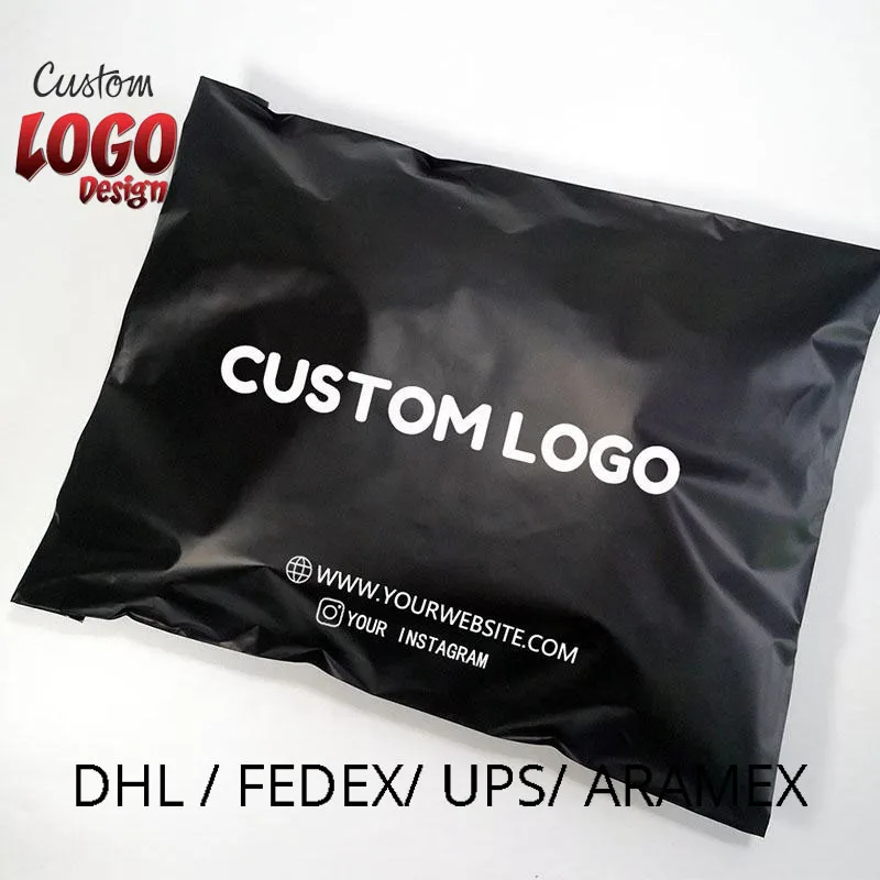 Custom LOGO Matte Black Poly Mailers Bag Plastic Shipping Packaging Polymailer Mailing Bag for Clothing