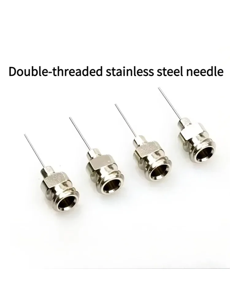 10Pcs/Box 8-25G Industrial Use 13mm Stainless Steel Glue Dispensing Tip - External Thread, Dual Threaded Base