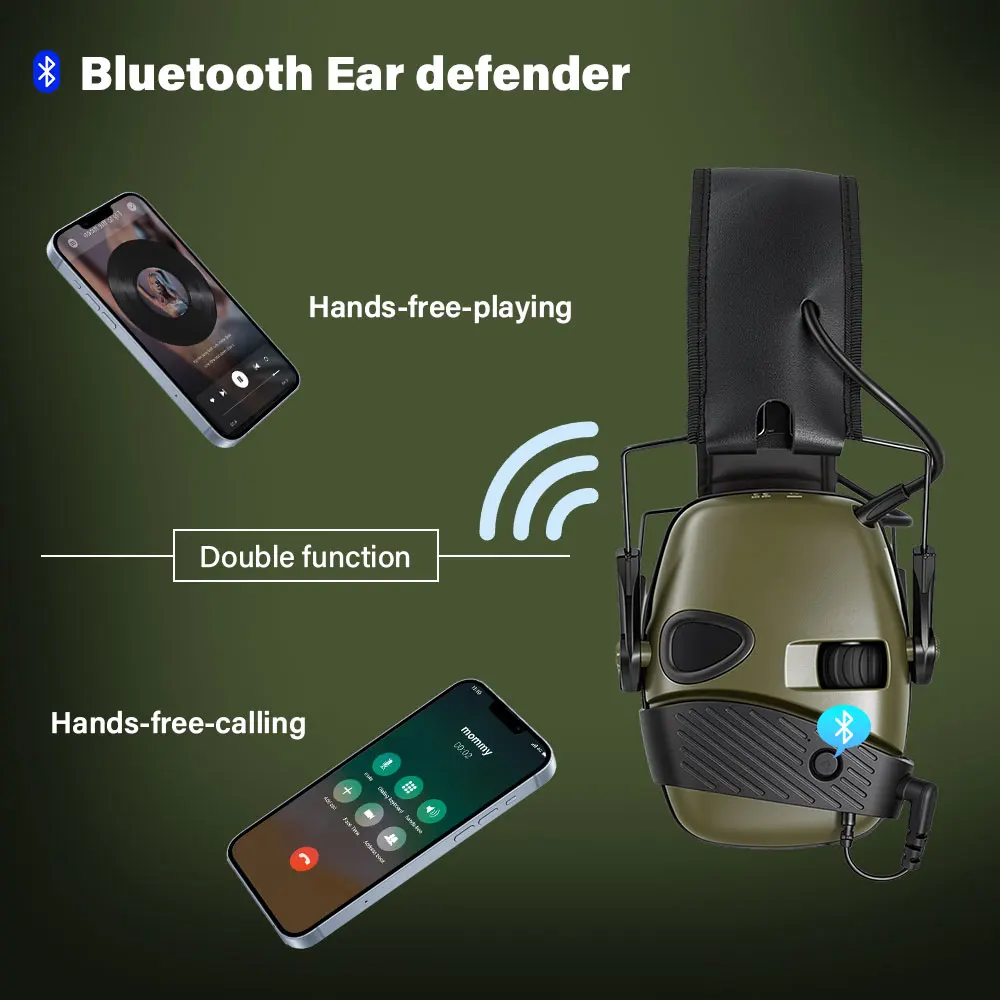 Active Hunting Tactical Earmuff with BT for Shooting Electronic Hearing Protection Headset Noise Reduction Hunting Headphone