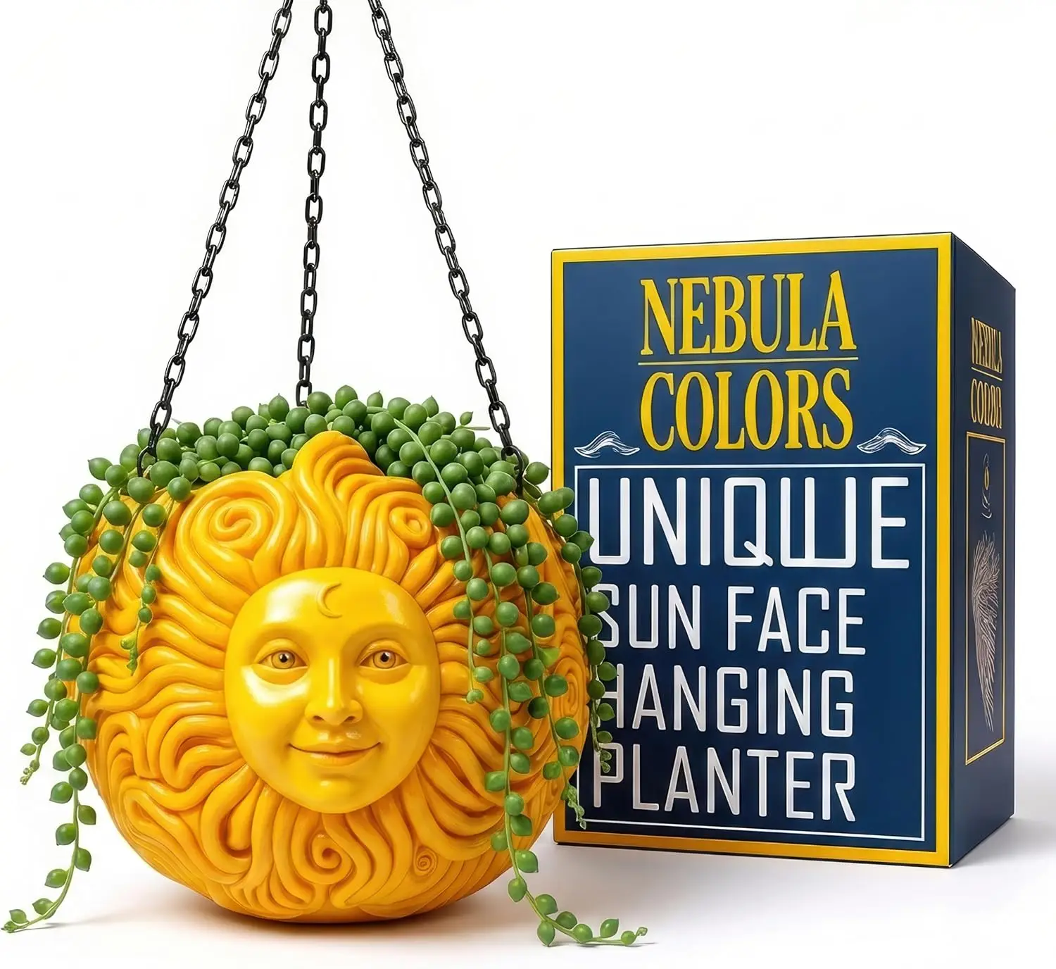 

Подвесное кашпо Fun Sun Face для суккулентов и небольших растений – декор для дома и улицы в небесном стиле