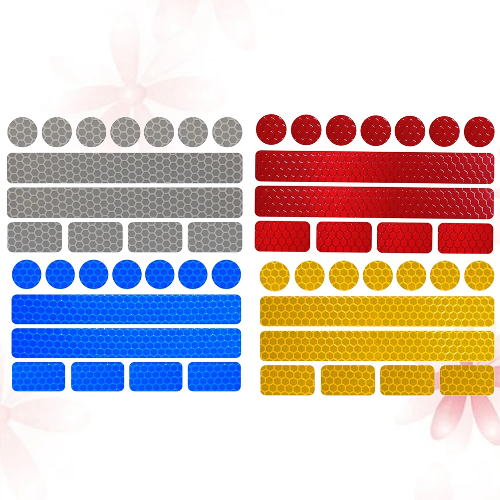 4pcs Reflective Tape Safety Stickers Self-adhesive Warning Caution Conspicuity Sticker Strip for Motorcycles Bicycles (Yellow, W