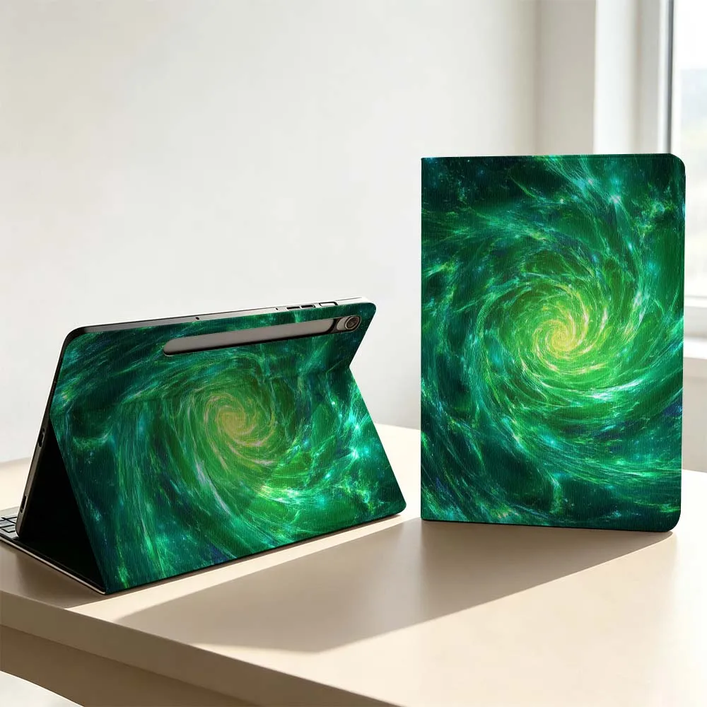 Green swirl pattern Soft For Samsung Galaxy Tab S11 S10 S9 S8 S7 S6 A9 A8 A11 Lite FE Plus Pen Tray Tablet Case