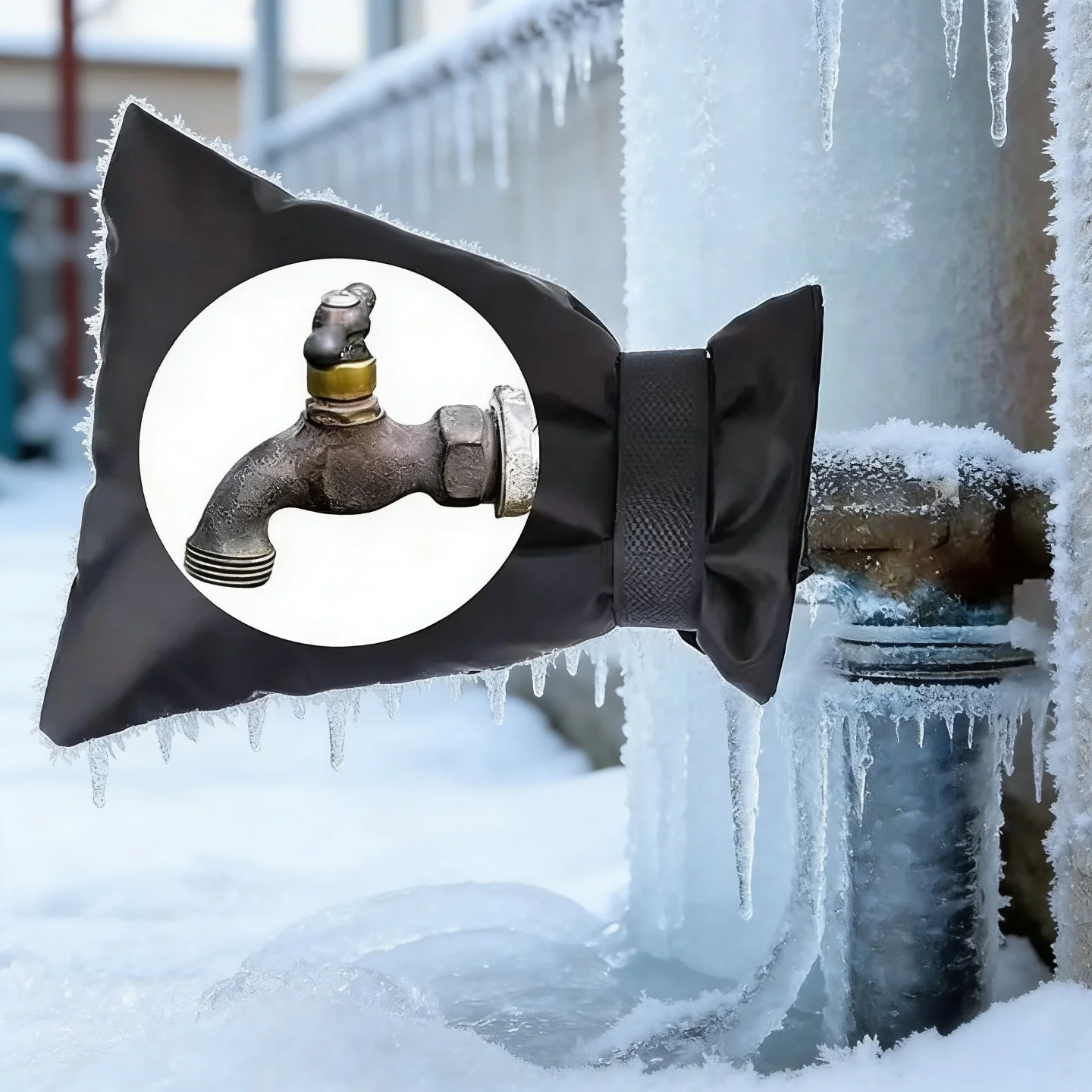 Frost-Free Faucet Jacket - Insulated Outdoor Spigot Cover for Harsh Winter Weather Easy-Install Hose Bib Cover Insulation Bag