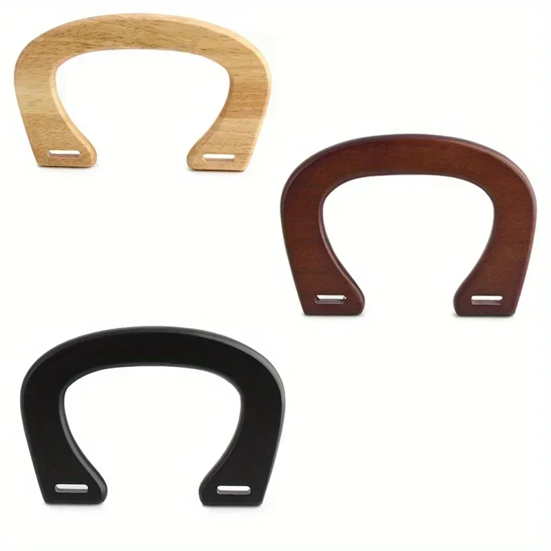 2PCS round hole semi-circle flat wood retro bag handle M-shaped C-shaped oak DIY beach bag handle small arched money handle