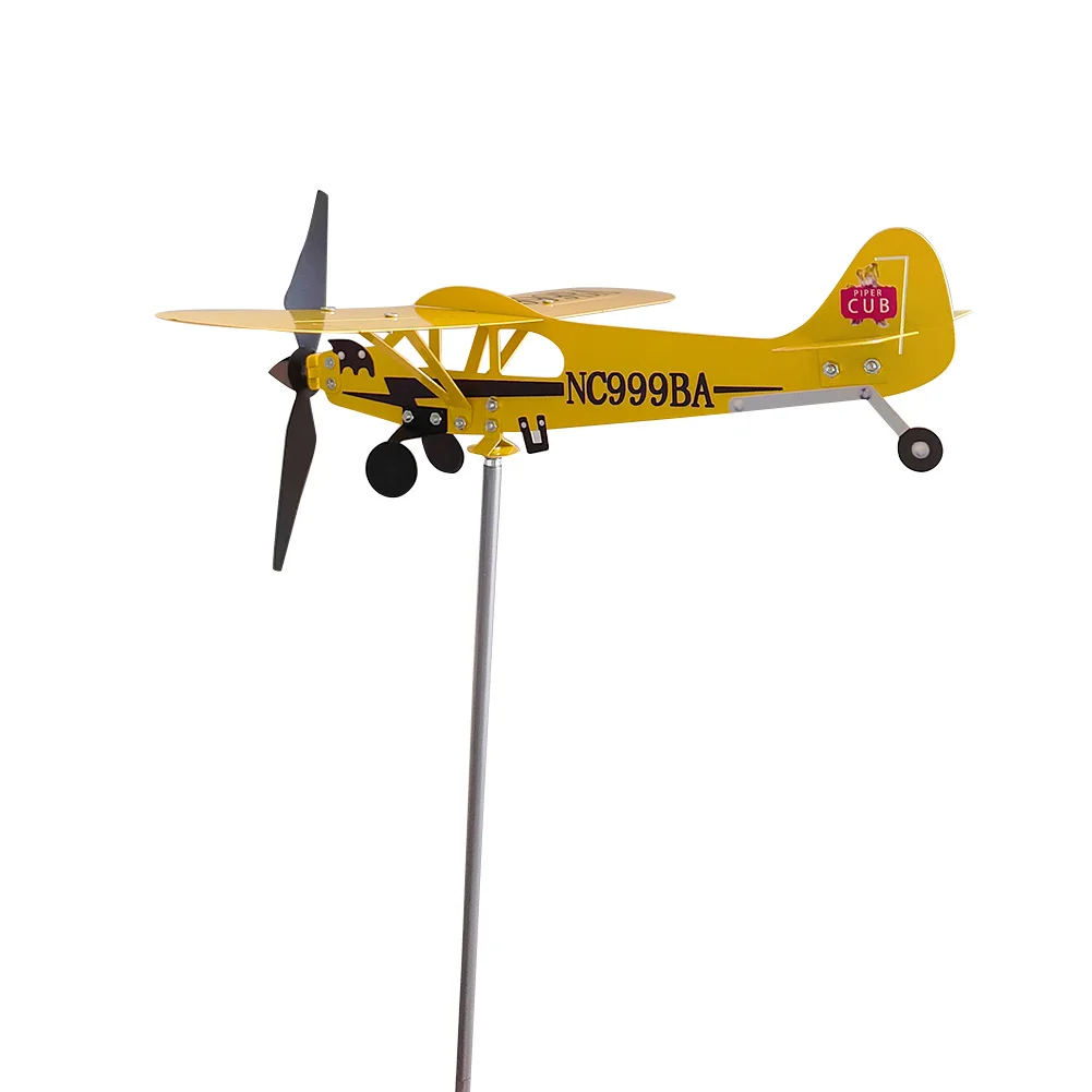3D Plane Wind Spinner Garden Weather Vane Metal Airplane Weather Vane Outdoor Roof Wind Direction Indicator Weather Vane