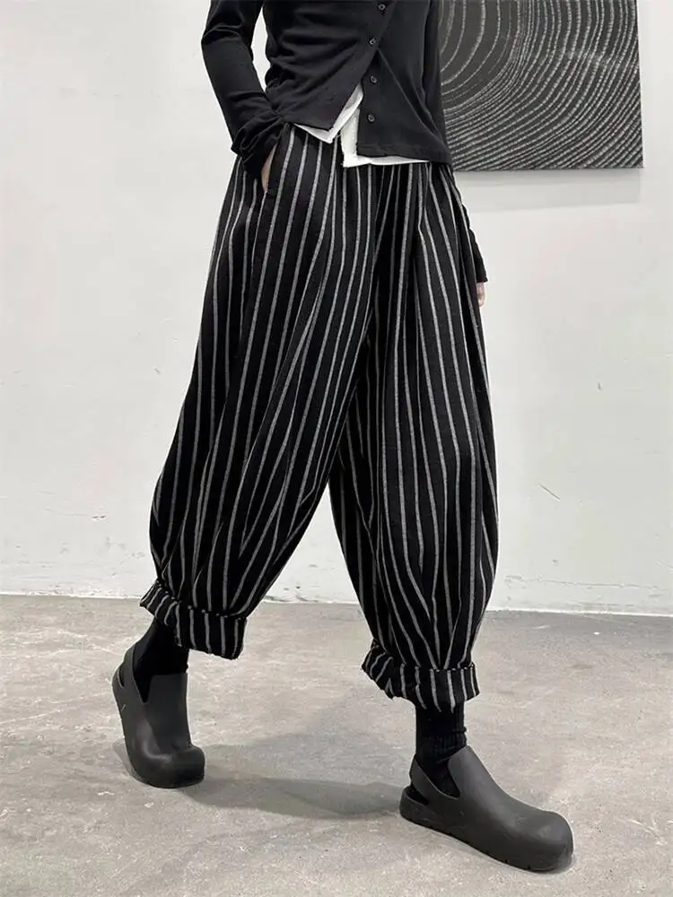 

Waist Casual Black High Striped Casual Wide Leg Pants New Loose Fit Trousers Women Fashion Spring Summer 2026 1DF52