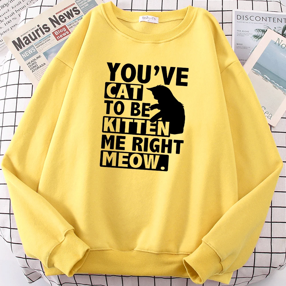 You'Ve Cat And To Be Kitten Me Right Meow Print Sweatshirts For Men Casual Autumn O-Neck Hoodies Oversize Clothing Mans Pullover