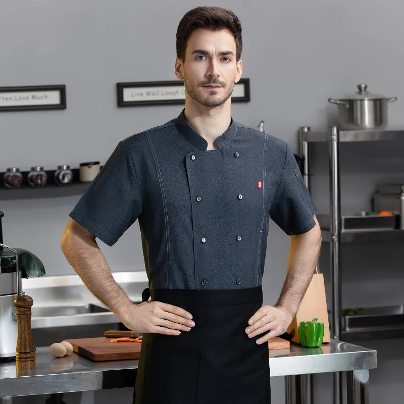 Uniforme de Chef profissional para homens Jaqueta de cozinha Restaurante Cozinha Camisa Padaria Café Macacão Garçom Hotel Workwear Cozinheiro Casacos