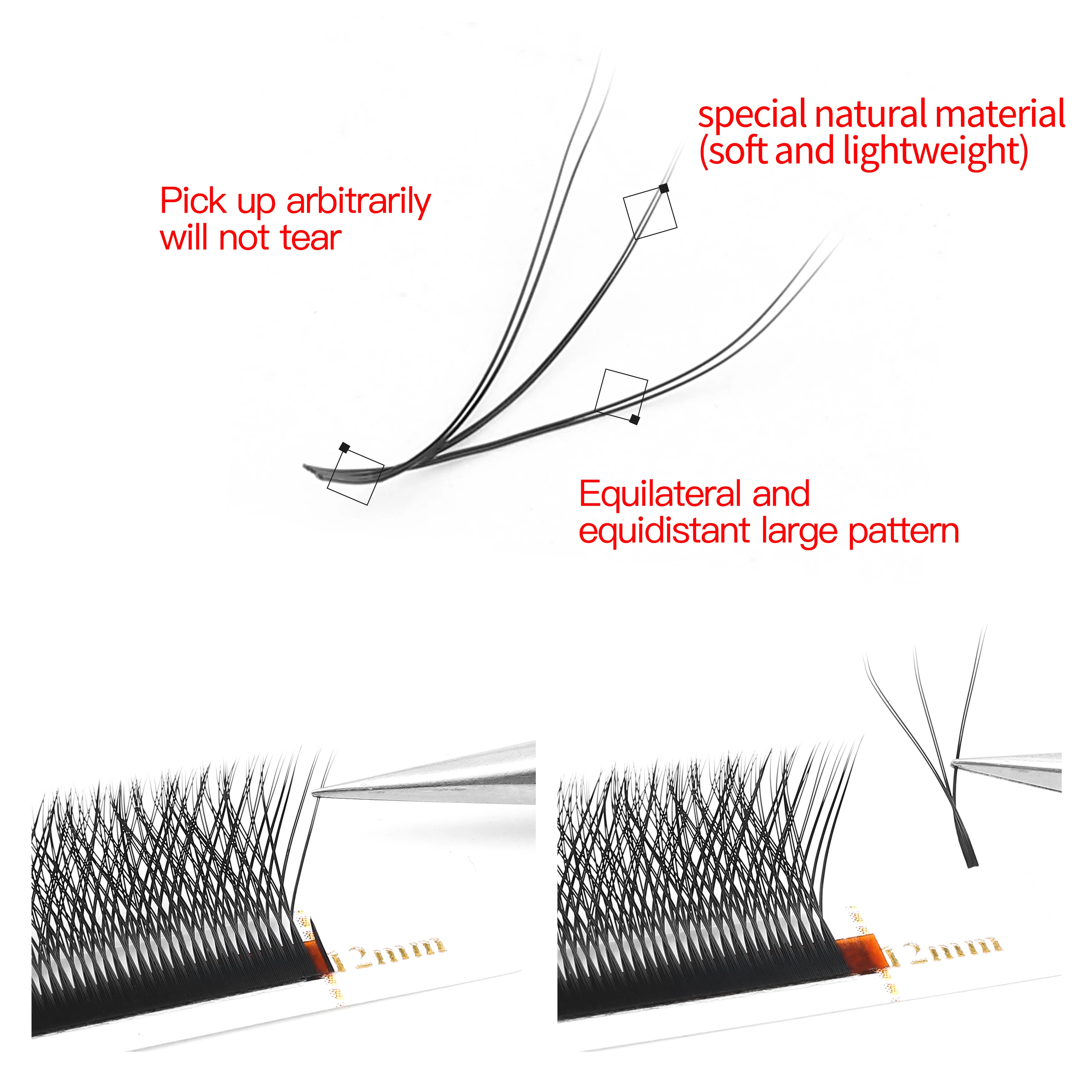 Xusuzaki pontas duplas 3d w cílios em forma de w extensões de cílios blister ventiladores pré-fabricados luz suave extensão de cílios individuais