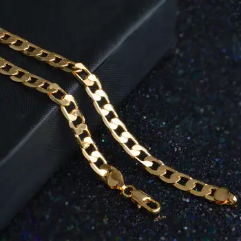 Speciální nabídka Zlaté náhrdelníky 925, razidlo, stříbrná barva, klasický řetízek 8 mm s bočním řetízkem pro muže, ženy, jemné šperky, svatební hostiny 12 nejlepší prodej přemapovat zlato - №3