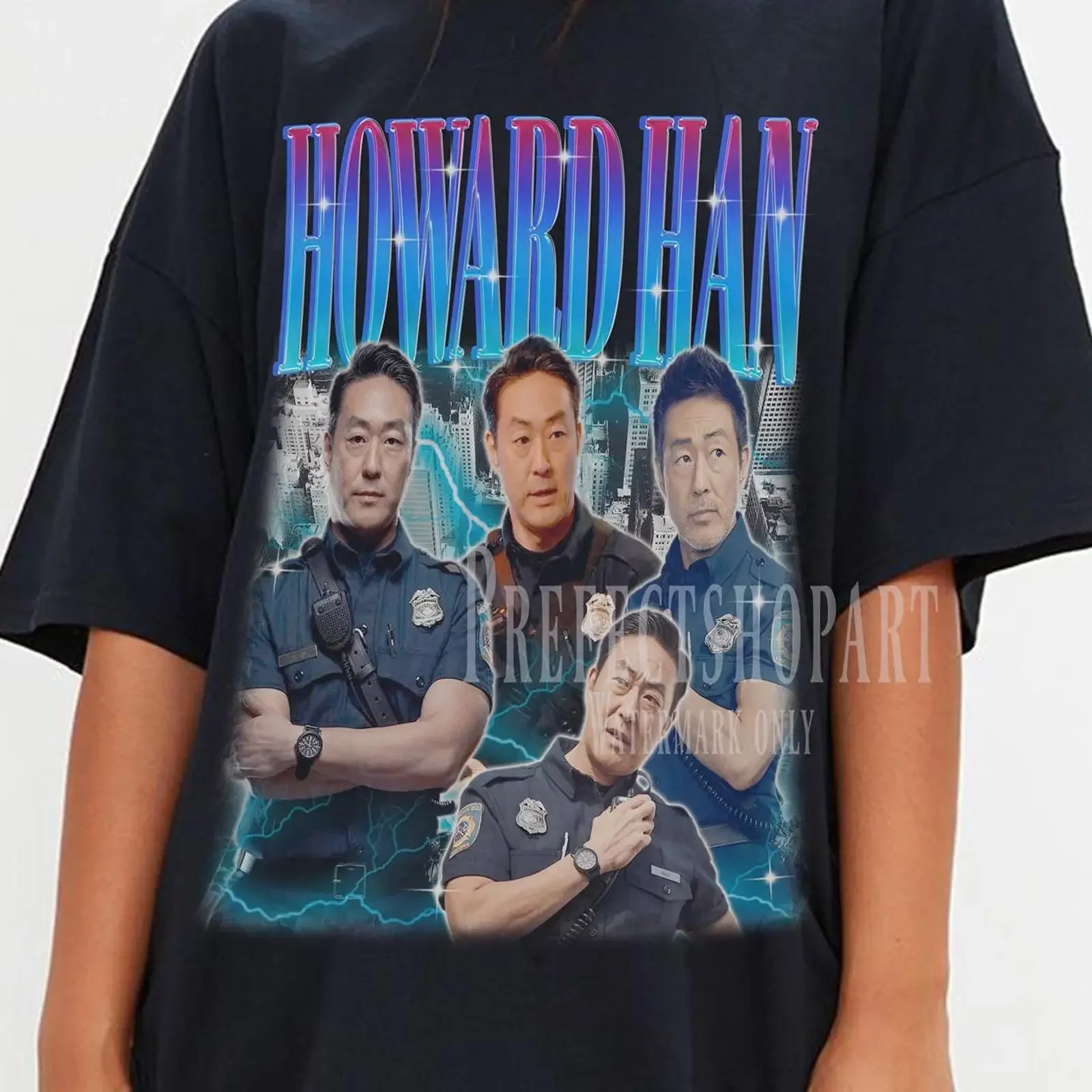 Vintage 90s Howard Han T Shirt Retro Chimney TV Series Character Casual Oversized vintage Washed Slightly fashion Comfortable
