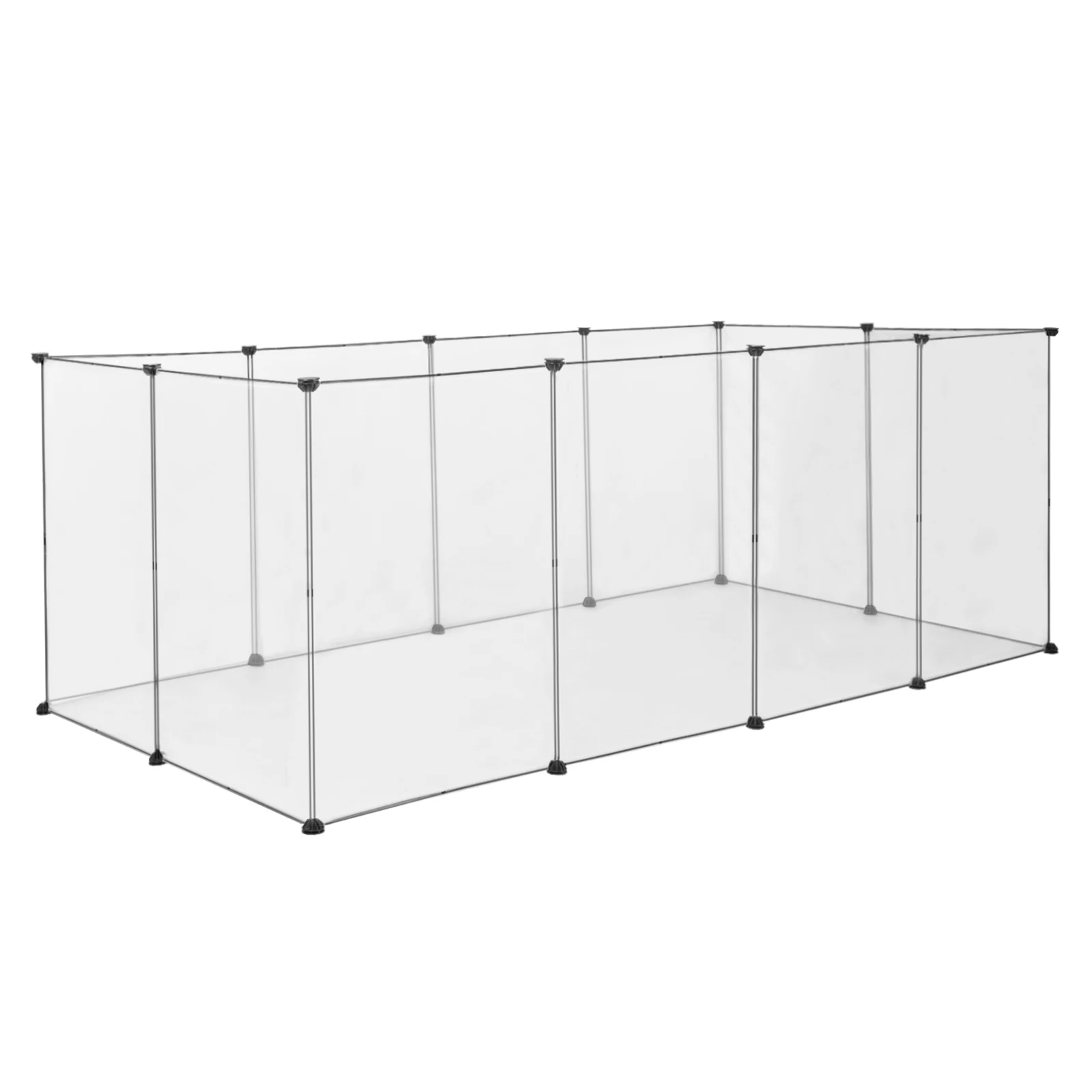 EUGAD DIY Haustierzaun Transparenter Haustier-Laufstall Outdoor-Gehege für Kaninchen, Meerschweinchen, Welpen, Katzen – Spiel- und Schlafbereich