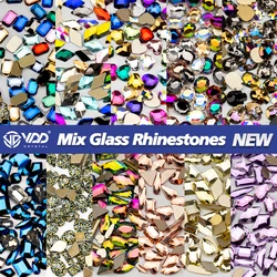 VDD 100Pcs/500Pcs Mix Shape Color Glass Crystal Non HotFix Rhinestones Strass Glitter Stones Decoration DIY Nail Art Accessories