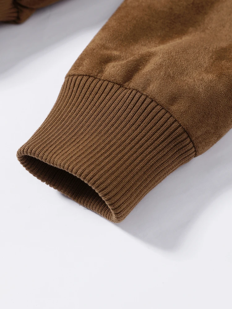 2026 Herbst Vintage Wildleder Damenjacke Langarm Revers Reißverschluss Tasche Stehkragen Kurzer Damenmantel Modische Streetwear-Oberbekleidung – Detail 8