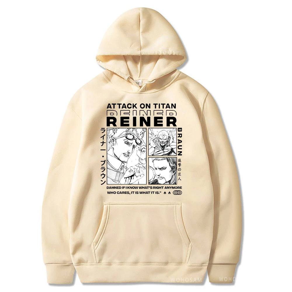 Atak Anime na Titan Reiner Braun z nadrukiem męskie bluzy damskie mozaika w dużym rozmiarze bluzy Manga Streetwear sweter Unisex