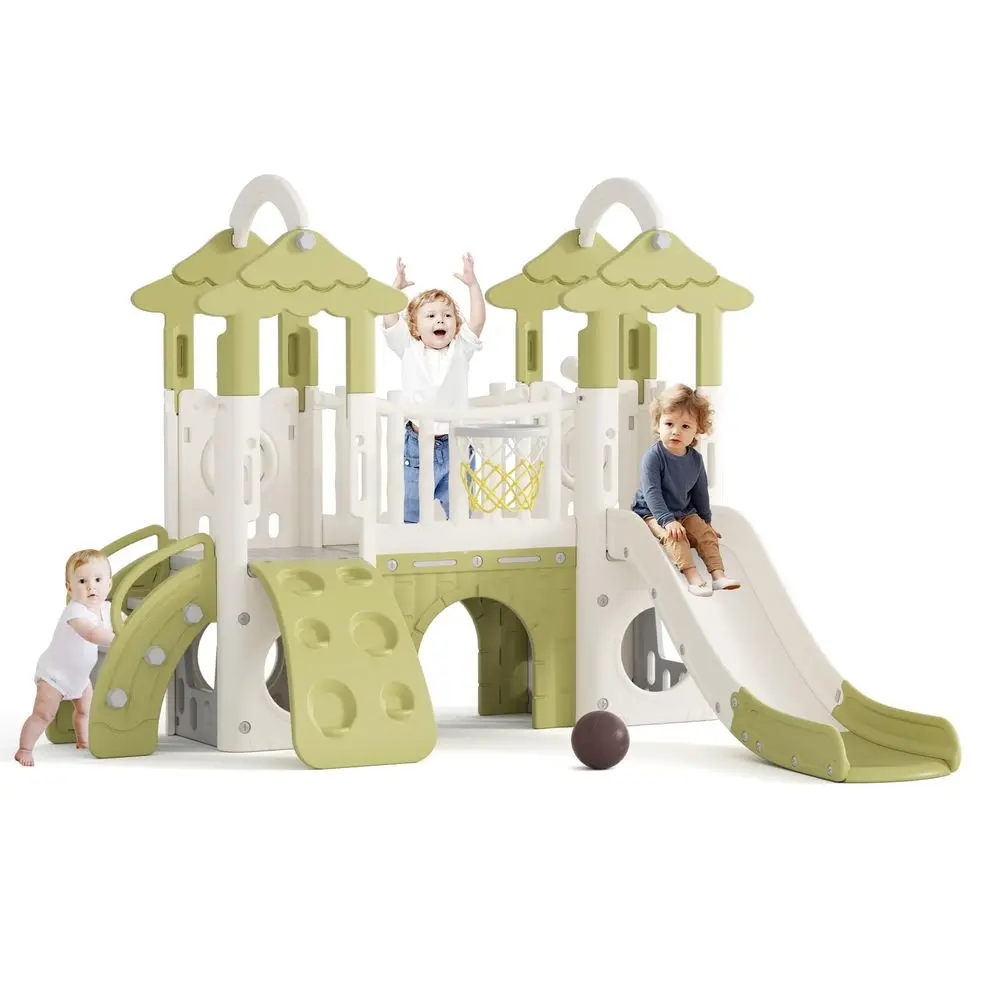 

Toddler Slide 9 in 1 Jungle Slide Outdoor Playset for Toddlers Age 1 Kids Baby Indoor Playground for Backyards with Climbing Wa