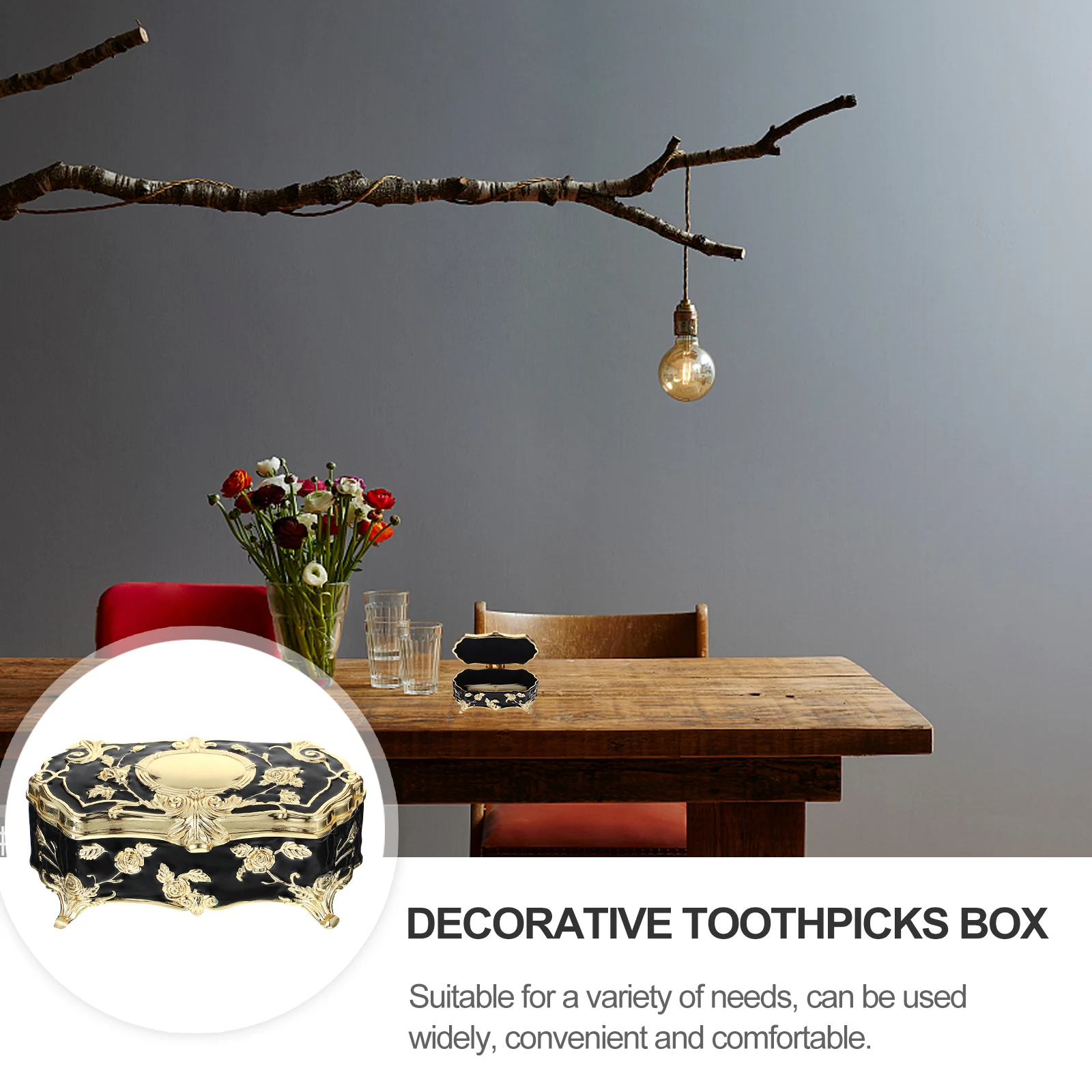 

1pc Toothpick Box Automatic Opening Large Capacity Storage For Toothpicks Cotton Swabs Dental Floss Household Organizer