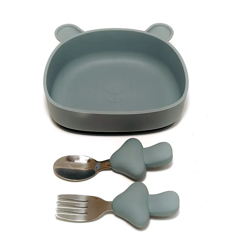 Baby Silicone Bowl Baby Auxiliary Food Bowl Food Grade Children's Drop-proof Suction Cup Bowl Feeding Tableware Set