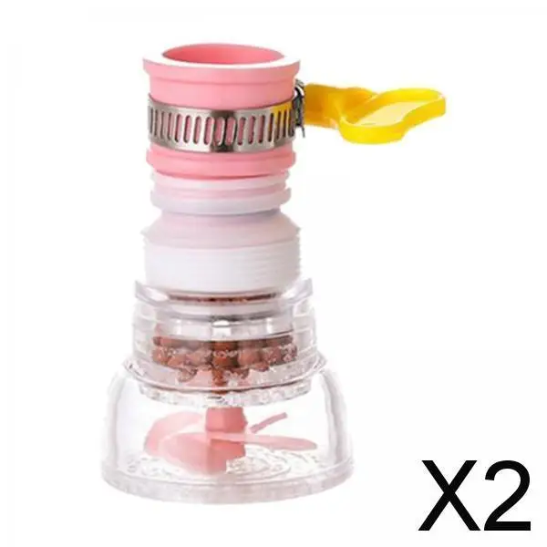 2x360 Deg Adjustable Faucet Extender Aerator Sprayer Nozzle Water Filter Pink