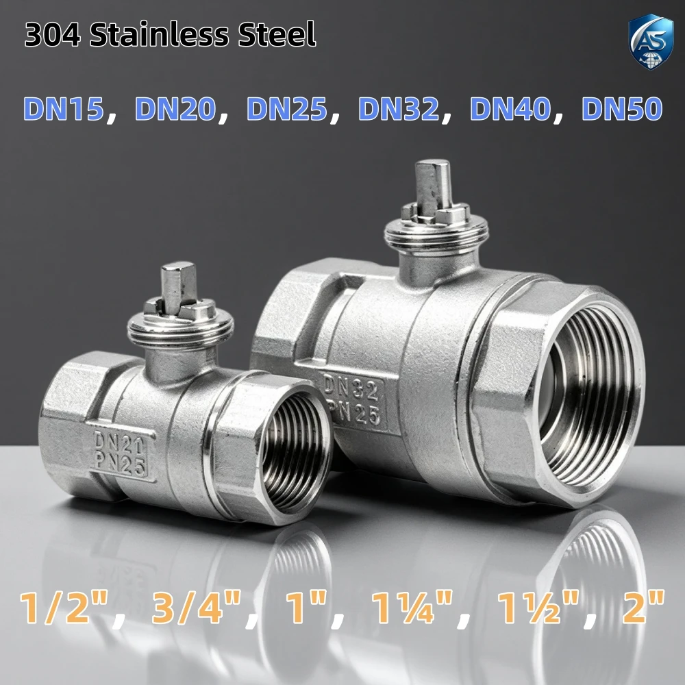 DN15 DN20 DN25 DN32 DN40 DN50 Electric Threaded 304stainless Steel Ball Valve Body Without Handle 1/2