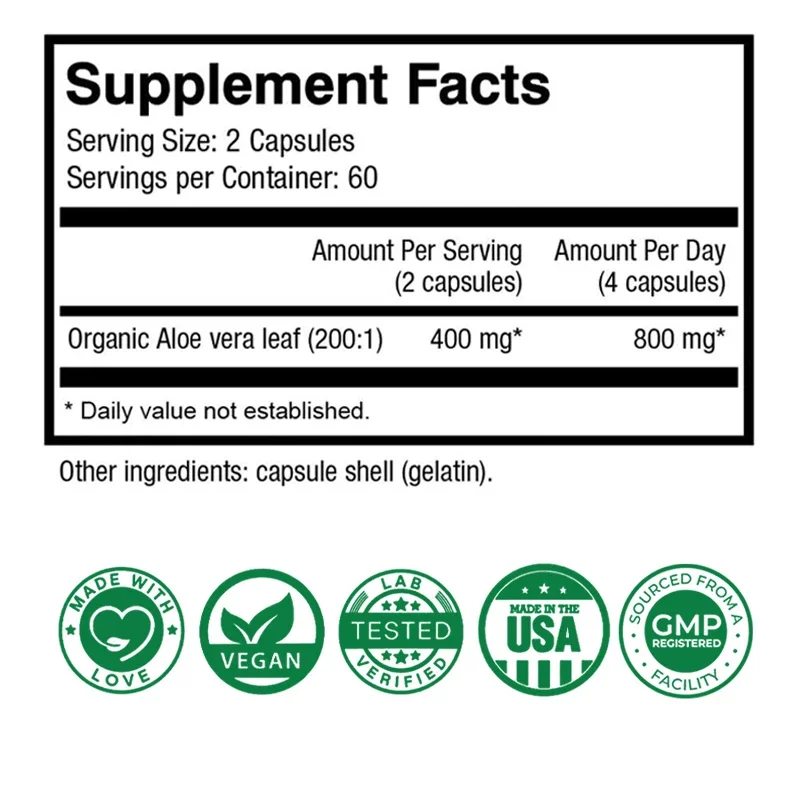 كبسولات الصبار - تساعد على تعزيز الهضم الصحي وإزالة السموم وتنظيف المعدة وتعزيز الجهاز المناعي #2