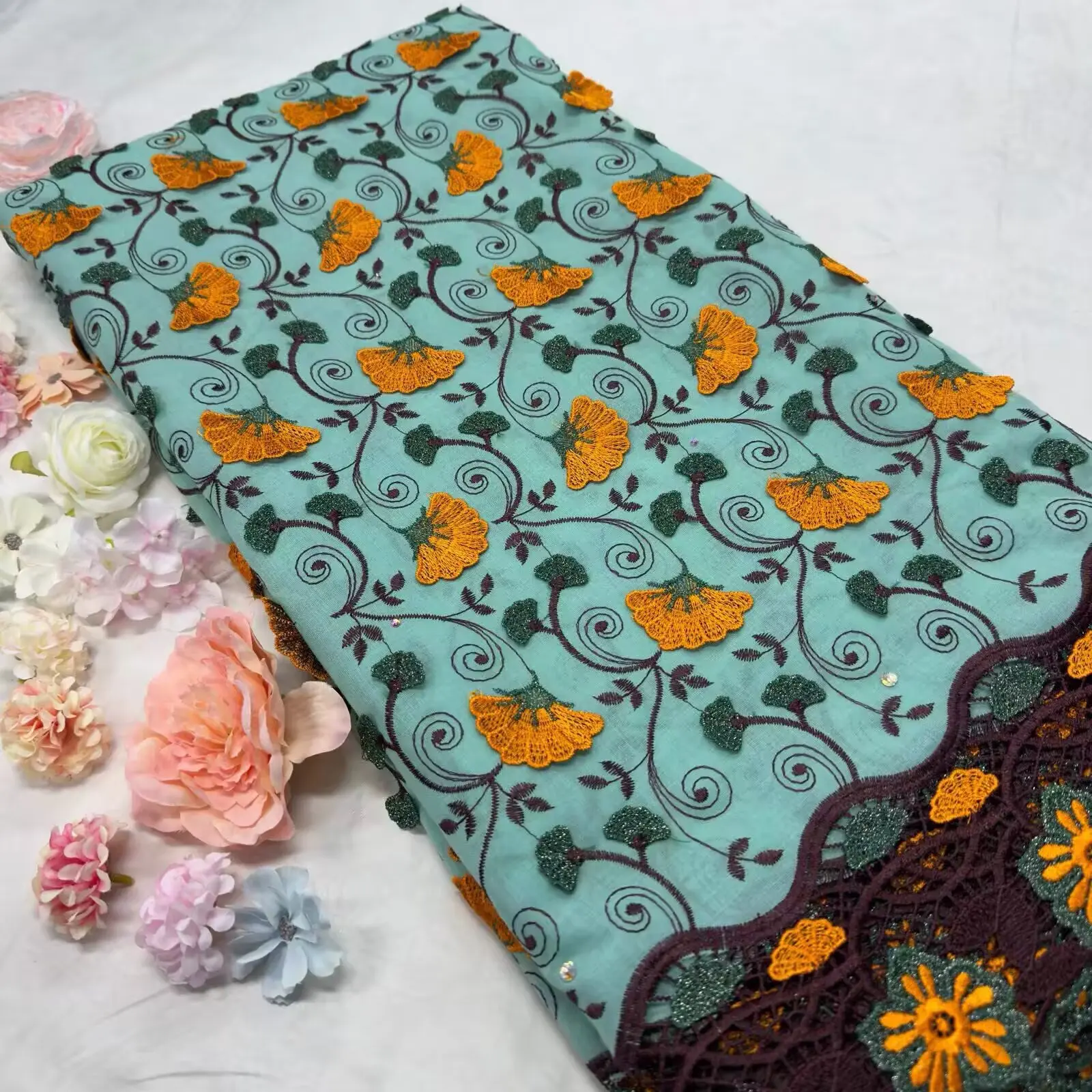 

2026 New Arrival African Cotton Lace Fabric 5 Yards 2026 High Quality Austria Nigerian Cotton for Sewing Lace Women DIY Dress