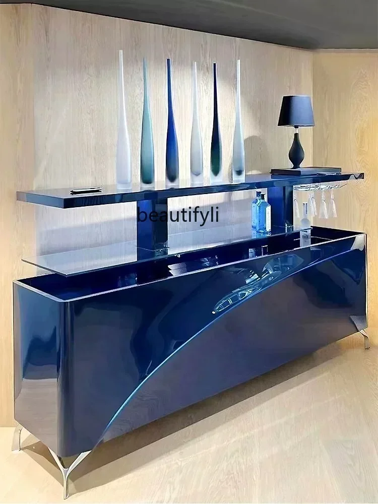 

xz1Automatic lifting side cabinet Modern minimalist solid wood paint lifting wine cabinet Bar locker