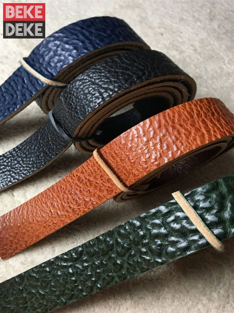 

Handmade Men Genuine Leather Belt Without Buckle Natural Cowhide Strap For Pants Female Vintage Waistband Unisex Soft Thick Belt