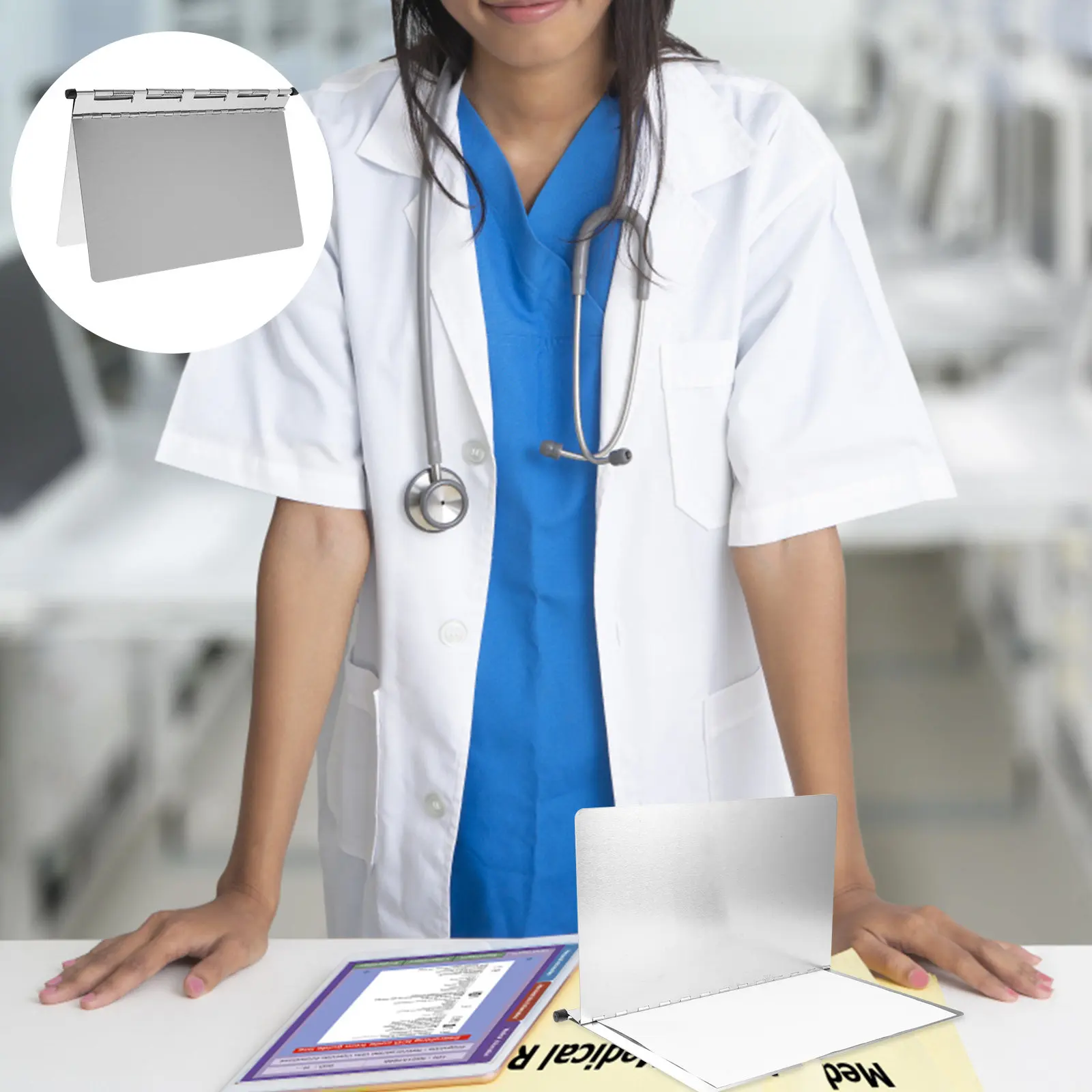 Stainless Steel Clipboard Folder Heavy Duty File Holder Nurse Document Organizer Compact Rigid Writing Support Hospital