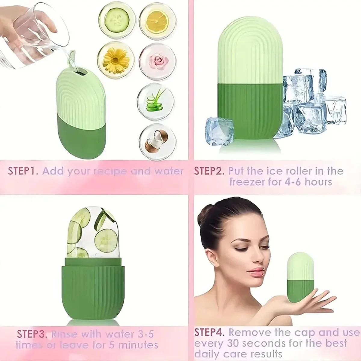 1PC Silicone ice roller-skin massage-facial massage roller, suitable for eye, neck and face-skin care tools.