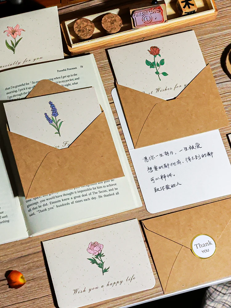 simple plant flower greeting card ins wind advanced sense Mid-Autumn Festival Teachers' Day blessing thank you card handwritten