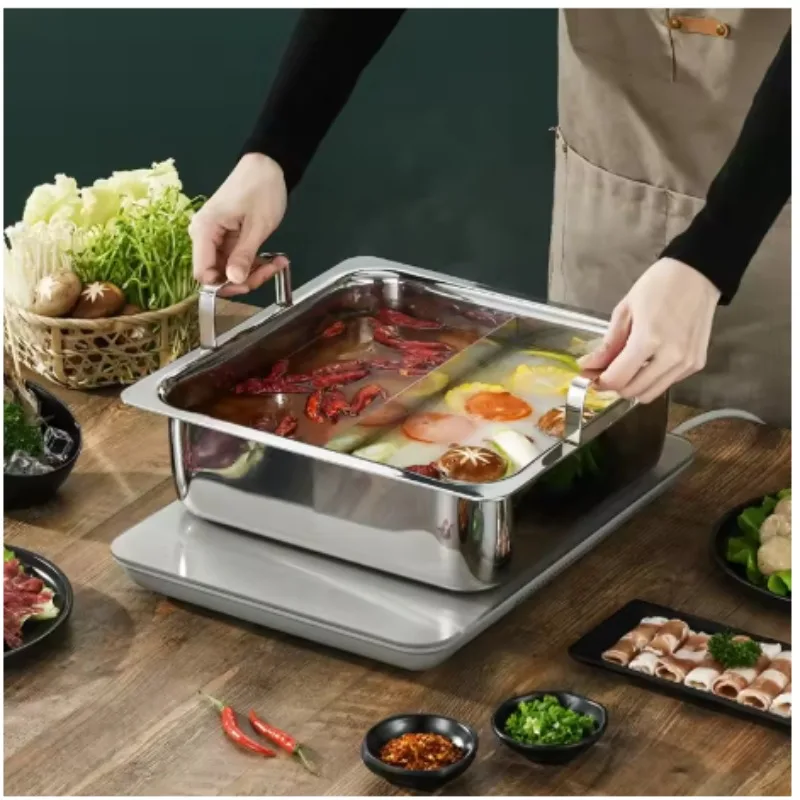 Hot-selling Double-flavor Hot Pot, Chinese Induction Cooker Is Suitable for Stainless Steel Square Pot