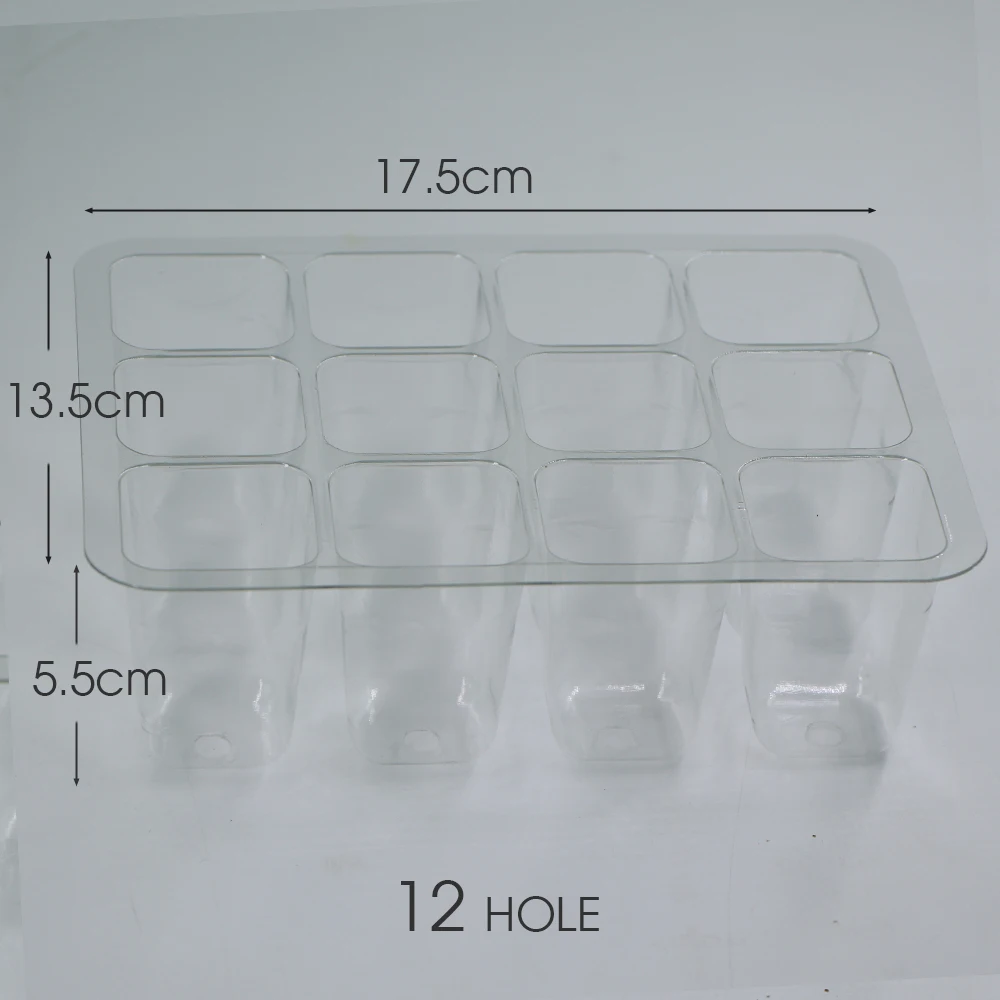 6/12 Cell PET Seeds Starter Tray Plastic Transparent Nursery Growing Pots for Garden Indoor Plant Vegetable Seedlings Container