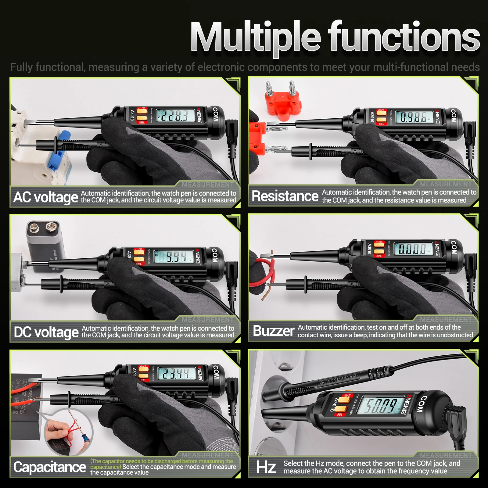 Multimetry ANENG A3010 4000 liczy Pen multimetr z podświetleniem Multi-Meter cyfrowy automatyczny Tester zakresów narzędzie elektryka LCD