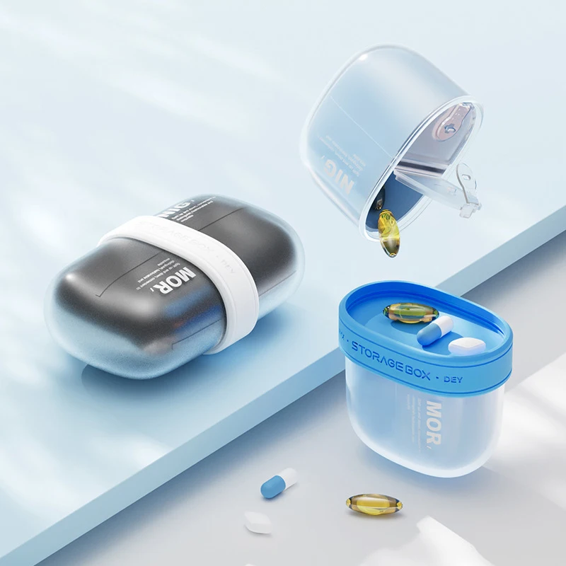 1pcs  Portable Small Pill Box 4 Compartments Daily Travel Pill Case Mini Container for Purse Pocket Compact Medicine Organizer