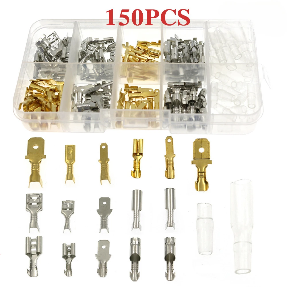 

150PCS cold pressed terminal 2.8/4.8/6.3 plug-in spring insert male/female docking terminal