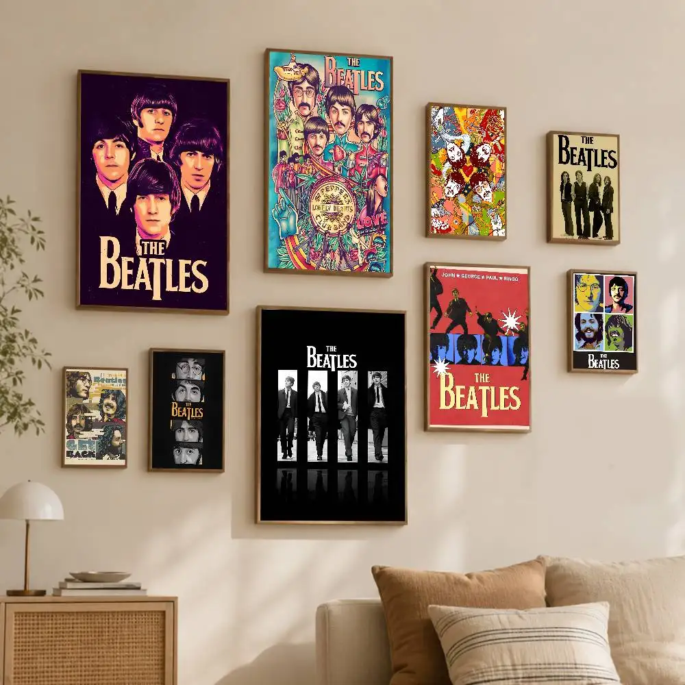 Famo-us- Ro-ck Band T-The B-beatles- Paper Print Home Living Room Bedroom Entrance Bar Cafe Art Painting Decoration