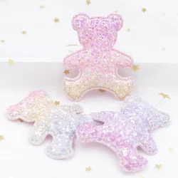 DIY Baby Hair Accessories Glitter Iridescence Fabric Bear Appliques Cake Decorative Girls Happy Birthday Party Dessert Decor