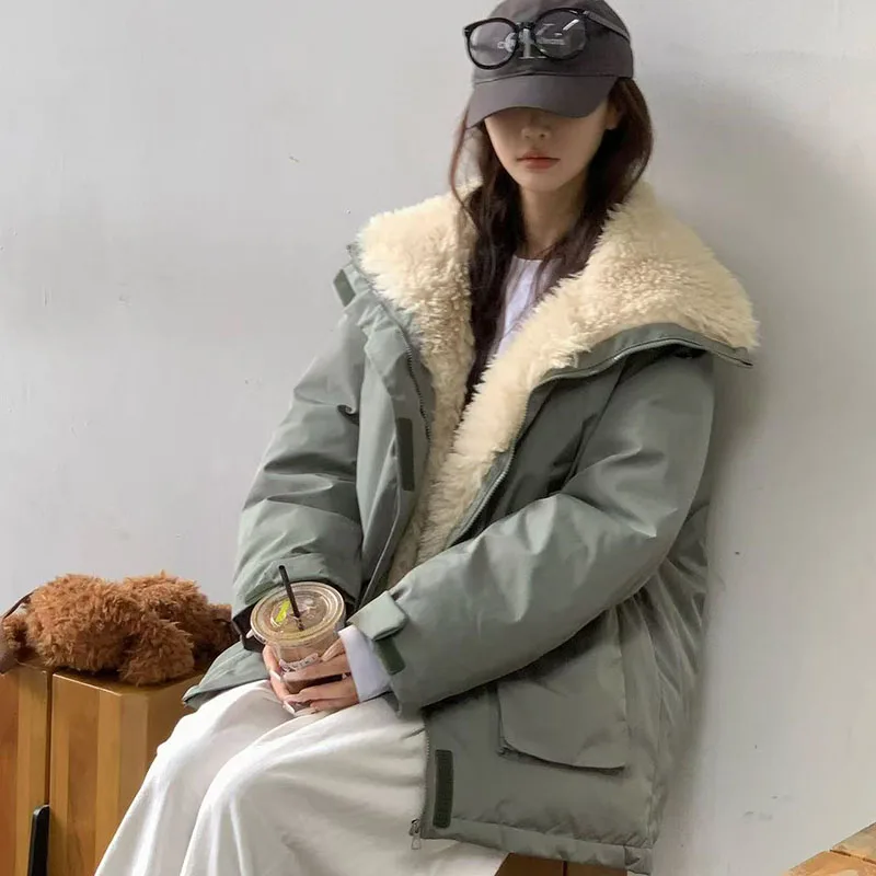 2025年新作 レディースコート ストリートウェア ルーズ カジュアル レトロ風 バイク用 コットンジャケット 厚手 暖かい 女性用オーバーコート 秋冬