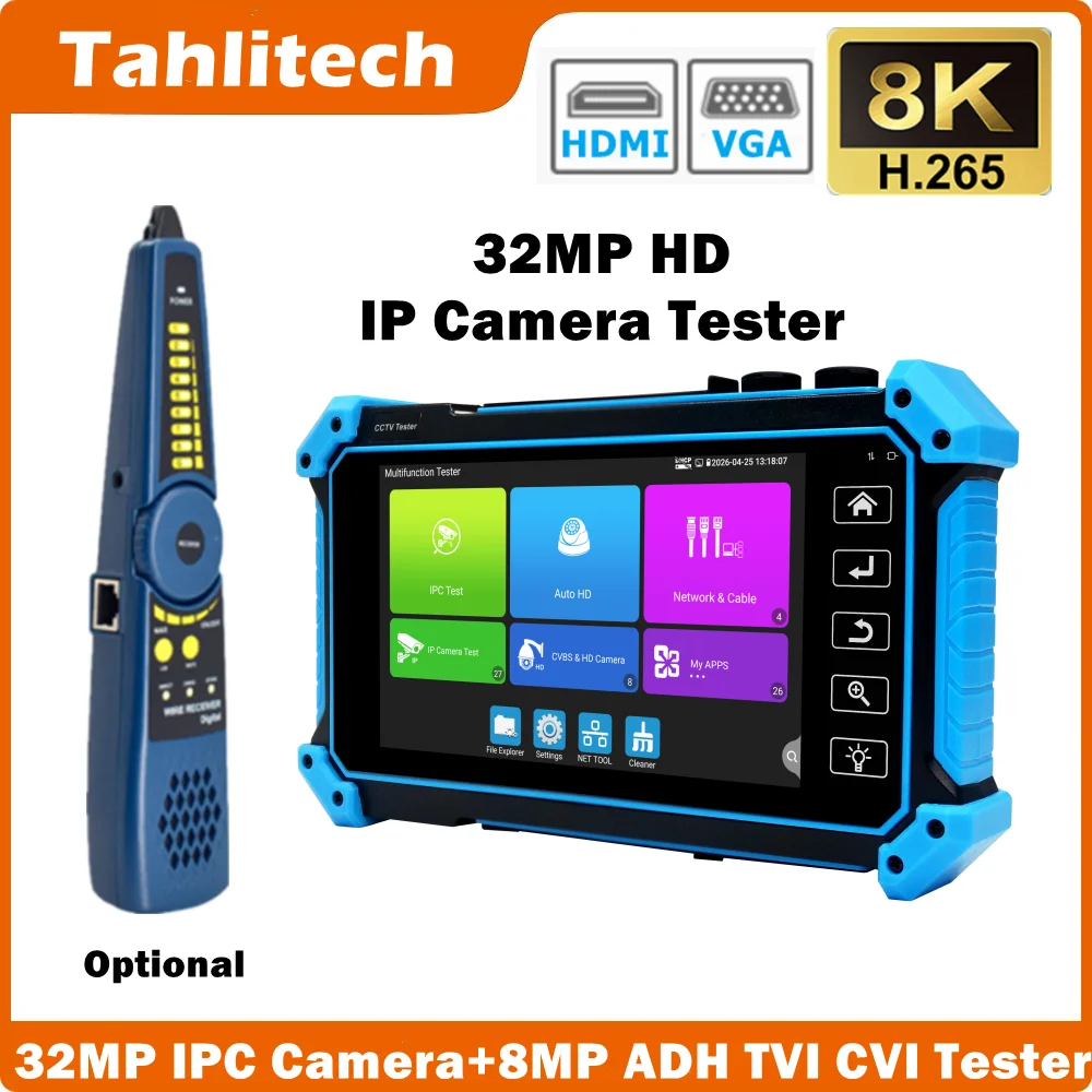CCTV Tester IP Camera AHD Mini Monitor 4K HDMI VGA IPC Tester CCTV PoE Portable Monitor CFTV Camera Cable Testing ONVIF PTZ